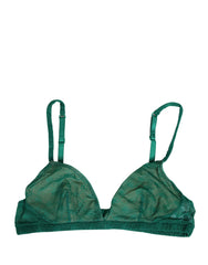 Women's Green Nylon Stretch Soft Cup Brassiere Underwear Elastane Clothing