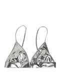 Women's Metallic Silver Sleeveless Bustier Cropped Top Nylon Elastane