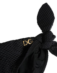 Women's Swimwear Black Side-Tie Bikini Bottom Dg Logo Elastane Nylon Clothing