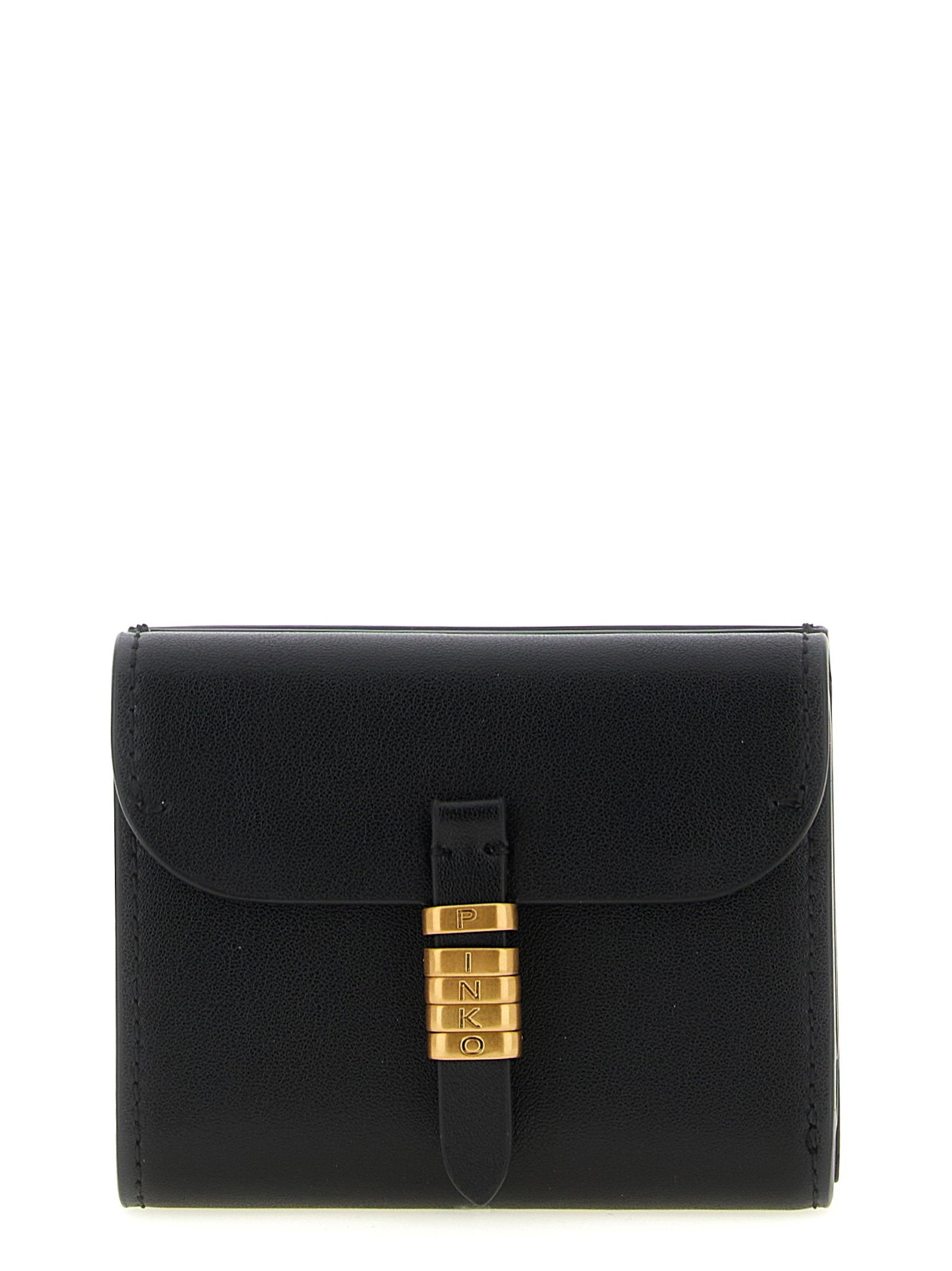 Pinko Saddle Calf Leather Wallet — Black