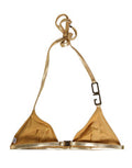 Women's Gold-Tone Triangle Bikini Top Dg Logo Swimwear Elastane Polyester