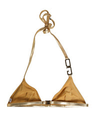 Women's Gold-Tone Triangle Bikini Top Dg Logo Swimwear Elastane Polyester