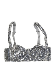 Women's Silver Sequined Nyon Balconnet Bra Underwear Nylon Clothing