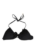 Women's Black Padded Triangle Halter Bikini Top Swimwear Elastane Nylon