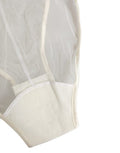 Women's White Sheer Nylon Bodysuit Halterneck Underwear Elastane Silk Clothing
