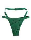 Women's Green Logo Plaque Nylon Brief Panty Underwear Elastane Clothing