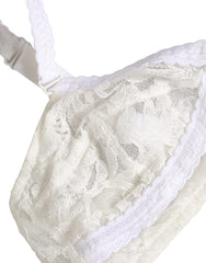 Women's White Cotton Lace Wireless Soft Cup Bra Underwear Nylon Clothing