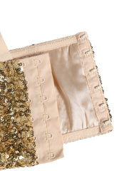 Women's Gold Sequined Semi-Pad Underwire Bra Underwear Elastane Nylon Clothing