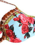 Women's Multicolor Floral Print Halter Bikini Top Swimwear Elastane Nylon