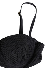 Women's Black Nylon Padded Balconnet Brassiere Underwear Elastane Clothing