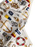 Women's White Sailor Print Polyester Bottoms Underwear Elastane Clothing
