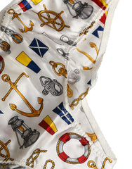 Women's White Sailor Print Polyester Bottoms Underwear Elastane Clothing