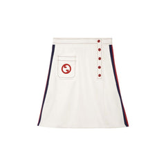 Women's White Polyester Mini Skirt