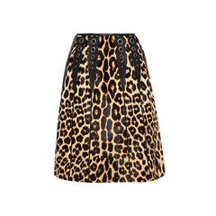 Women's Brown Leather Midi Skirt