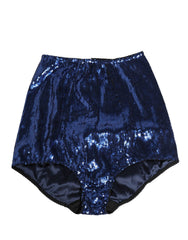 Women's Blue Sequined High Waist Girdle Panty Underwear Nylon Clothing