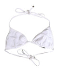 Women's White Nylon Triangle Beachwear Bikini Top Swimwear Elastane