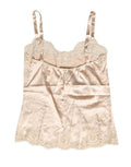 Women's Beige Lace Silk Satin Tank Lingerie Sleepwear Cotton Elastane Nylon Clothing