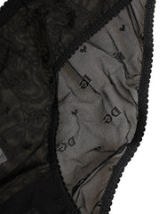 Women's Black Sheer Mesh Lace Logo Brief Panty Underwear Nylon Elastane Clothing