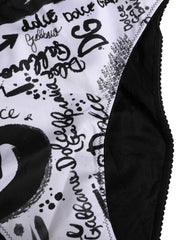 Women's Black White Graphic Logo High Brief Underwear And Nylon Elastane Polyester Clothing
