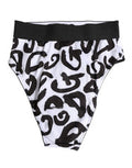 Women's Black White Graphic Logo High Brief Underwear And Elastane Polyester Clothing