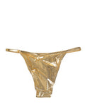 Women's Gold-Tone Polyester Bikini Bottom Logo Swimwear Elastane Clothing