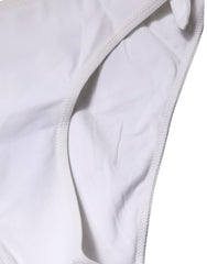 Women's White Side-Tie Bikini Bottom Swimsuit Swimwear Elastane Nylon Clothing
