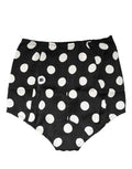 Women's Black Polka Dot High Waist Girdle Panty Underwear With White Dots Silk Elastane Clothing