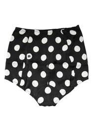 Women's Black Polka Dot High Waist Girdle Panty Underwear With White Dots Silk Elastane Clothing