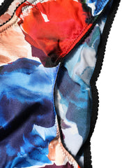 Women's Multicolor Floral Mid Waist Brief Panty Underwear Silk Elastane Clothing