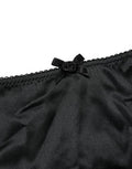 Women's Black Silk Stretch Mid Waist Brief Panty Underwear Elastane Clothing