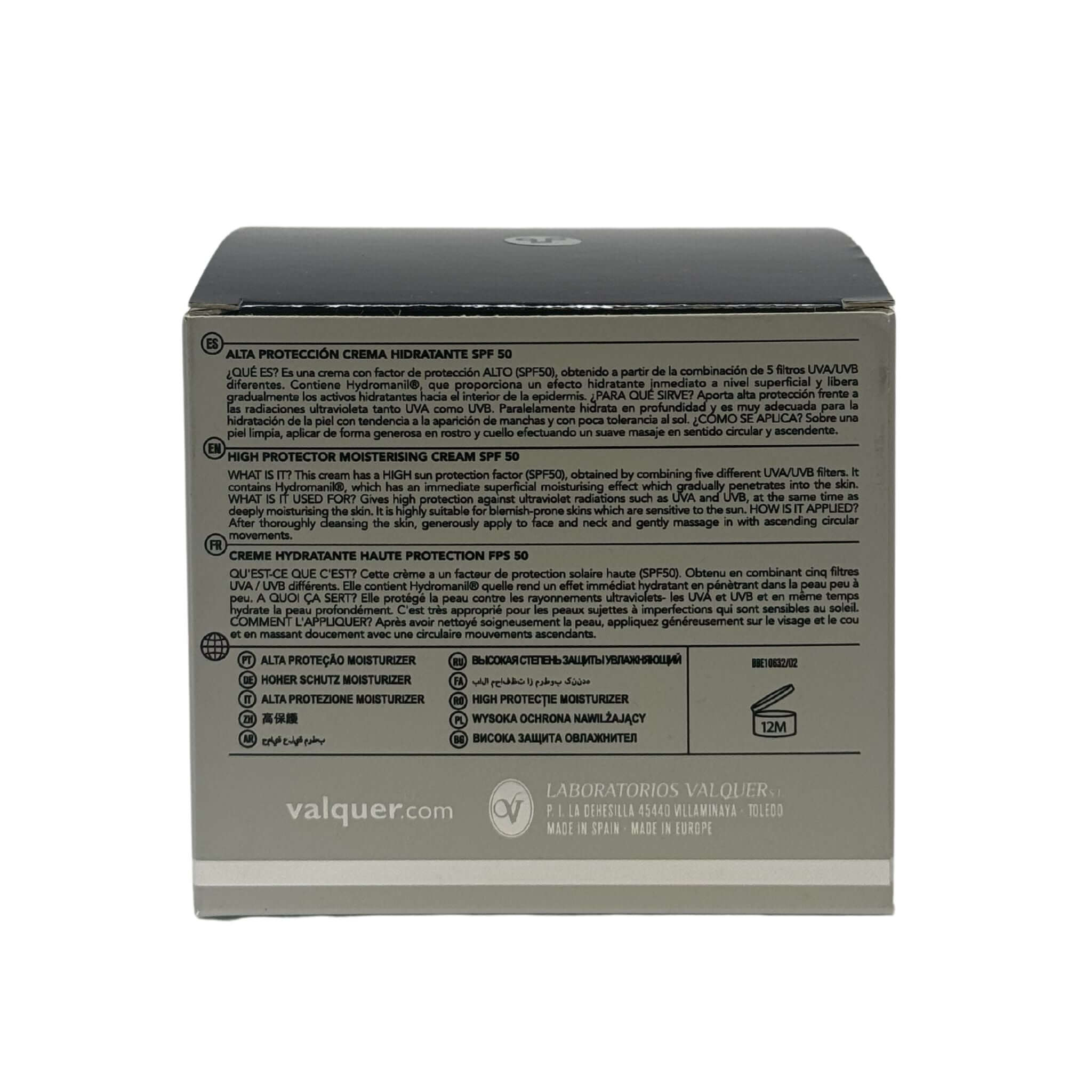 Crema Hidratante con Alta Protección Solar SPF 50+ – UVA/UVB + Hydromanil® - 50 ml