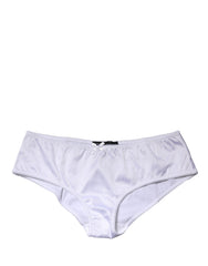 Women's White Silk Stretch Mid Waist Brief Panty Underwear Elastane Clothing