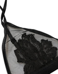 Women's Black Floral Soft Cup Triangle Bra Underwear Elastane Nylon Viscose Clothing