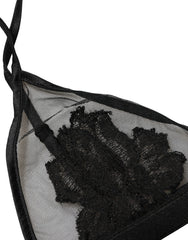Women's Black Floral Soft Cup Triangle Bra Underwear Elastane Nylon Viscose Clothing