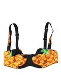 Women's Black Pineapple Silk Balconette Bra Underwear Elastane Clothing