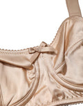 Women's Beige Semi-Pad Underwire Balconette Bra Underwear Elastane Silk Clothing
