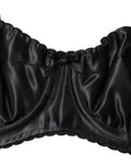 Women's Black Semi-Pad Underwire Balconette Bra Underwear Elastane Silk Clothing