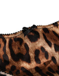 Women's Black Brown Leopard Mid Waist Brief Panty Underwear And Elastane Silk Clothing