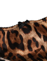 Women's Black Brown Leopard Mid Waist Brief Panty Underwear And Elastane Silk Clothing