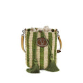 Women's Bicolor Raffia Backet Bag