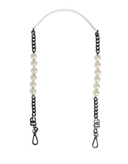 Women's White Leather Silver Chain Bag Accessory Shoulder Strap Real Brass Zamak Calf