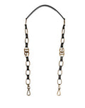 Women's Black Leather Gold Chain Bag Accessory Shoulder Strap Real Brass Zamak Calf