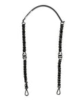 Women's Black Leather Silver Chain Bag Accessory Shoulder Strap Real Brass Zamak Calf