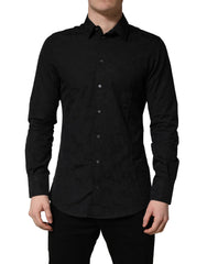 Men's Black Martini Cotton Slim Dress Formal Shirt