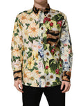 Men's Multicolor Floral Animal Print Collared Shirt Cotton Silk