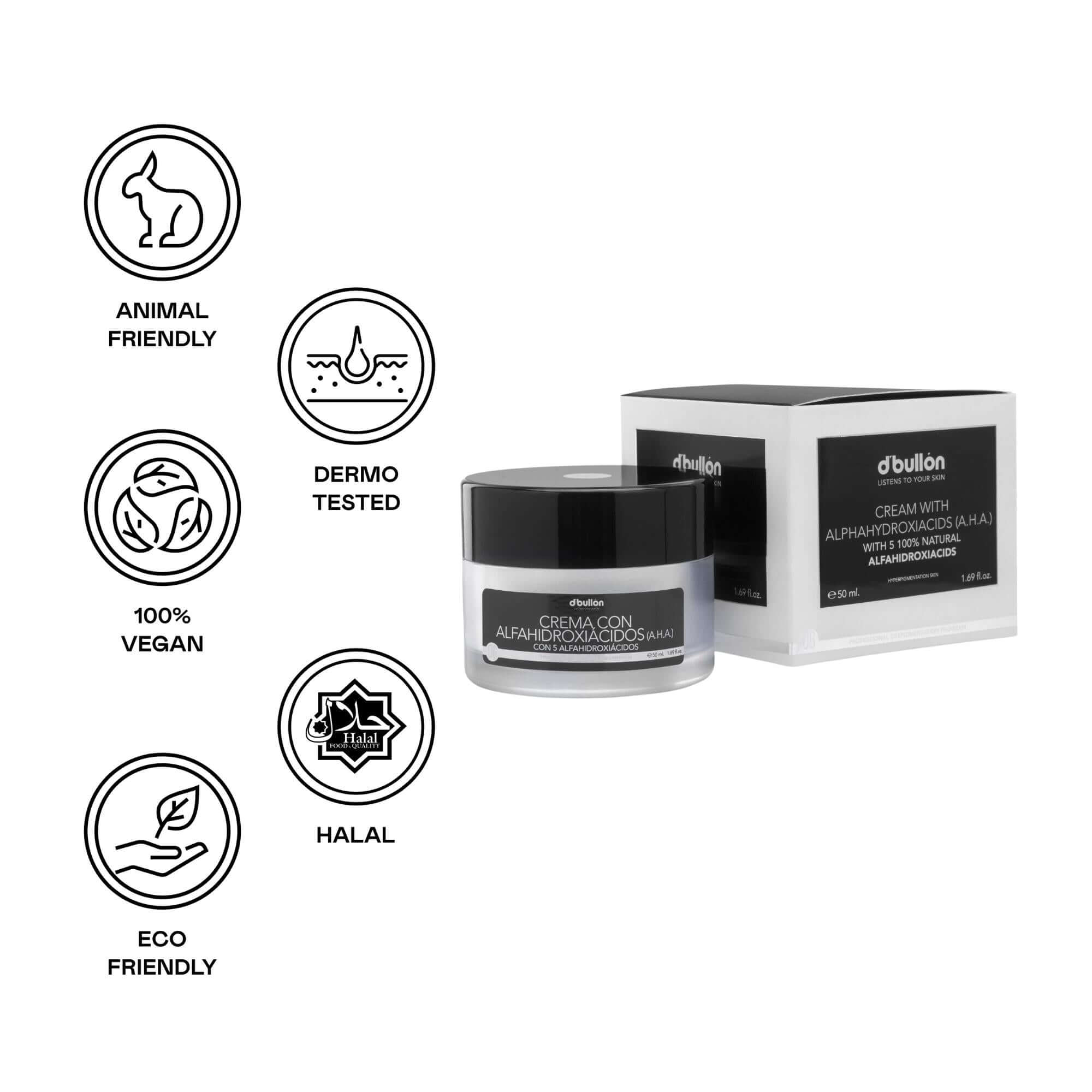 Crema facial con alfahidroxiácidos (AHA) - 50 ml