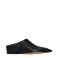 Women's Black Leather Slippers