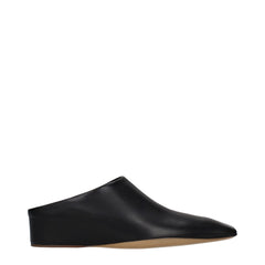 Women's Black Leather Slippers