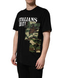 Men's Black Camouflage Graphic Cotton Crewneck T-Shirt Polyester