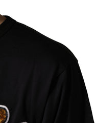 Men's Black Angel Print Cotton Crew Neck T-Shirt